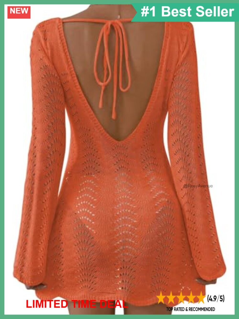 Crochet Backless Swimsuit Coverup Beach Swimwear